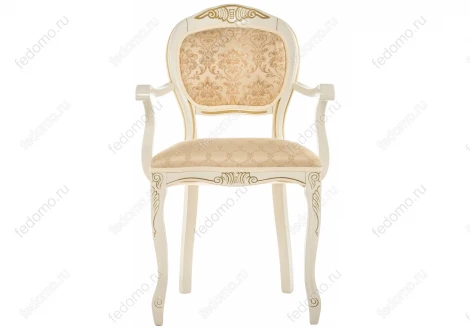 Кресло Woodville Лауро патина золото / бежевый тесьма 11 371811