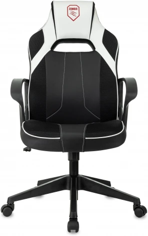 Кресло игровое Zombie 400 черный/белый ткань/эко.кожа крестов. пластик