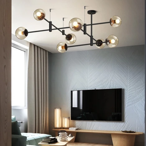 Люстра на штанге Gap черный ImperiumLoft Gap01 (189552-26) (220V, на тросе, шарики)