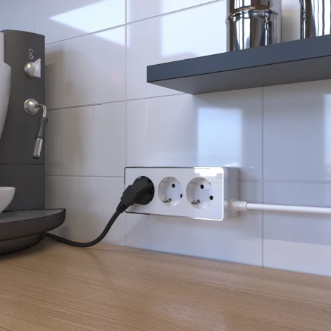 Удлинитель Gallant 3-х местный 3 м белый/хром W6523601 (a048486)