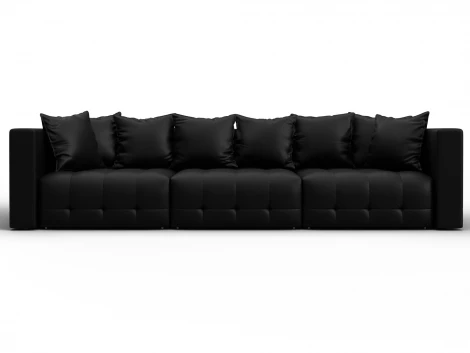 Диван прямой Лига-052 НПБ Лонг (ЛДСП,Брус,Фанера/Пластик/Экокожа/Черный) Лига Диванов 129908