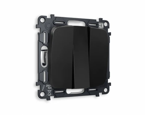 Комплект механизма Ambrella Volt 3-клавишного выключателя OMEGA MO805010 Черный матовый QUANT