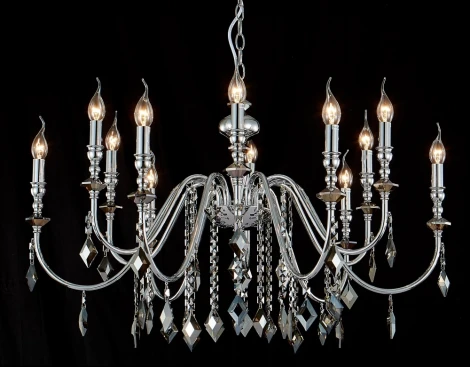 Подвесная люстра Crystal Lux MERCEDES SP6+6 CHROME/SMOKE (220V, на цепи, свеча)