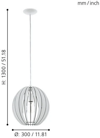 Подвесной светильник Eglo Cossano 94438 (220V, на проводе, шар)