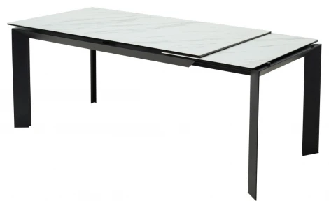 Обеденный стол M-City CREMONA 160 KL-99 Белый мрамор матовый, итальянская керамика / черный каркас