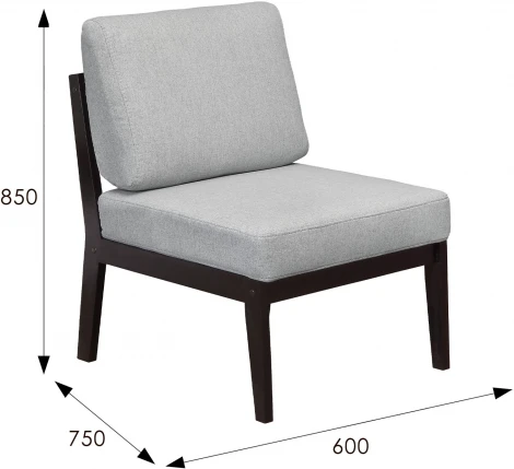 Кресло Массив мягкое ткань серый, каркас венге от фабрики Mebelik