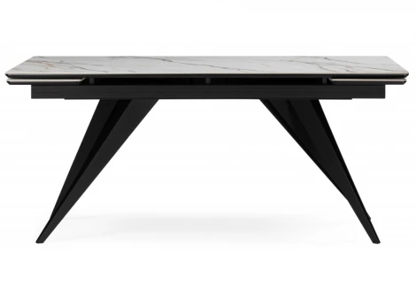 Кухонный стол Notta Дарвин 160(220)х89 белый с прожилками gilt white / черный