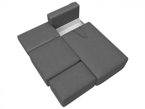 Диван угловой модульный с пуфом Лига-060 НПБ угол универсальный (ЛДСП,Брус,Фанера/Пластик/Замша/Серый) Лига Диванов 129691