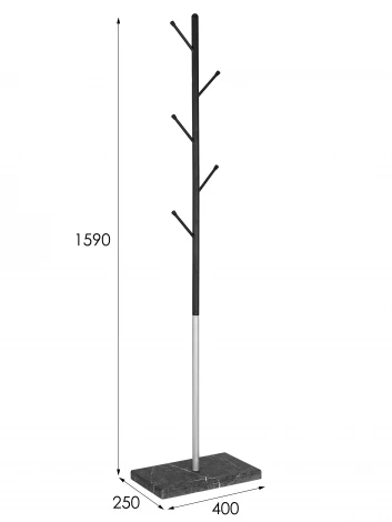Вешалка напольная Пико 8 черный/металлик/торос графит софт Mebelik 009588