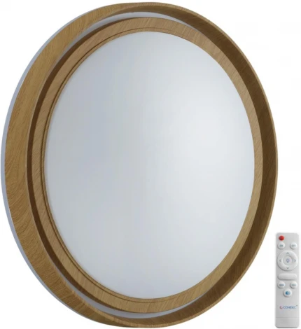 Настенно-потолочный светильник Sonex Rux Wood 7640/EL BASICA SN пластик/корич. под дер. LED 70Вт 3000-6000K D490 IP43 пульт ДУ (220V, круглые)