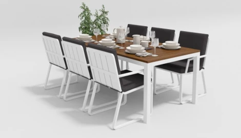 Обеденная группа Gardenini Bella (Алюминий,Ткань/Белый,Антрацит) DBLL.020520.C1