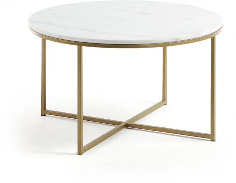 Журнальный стол La Forma (ex Julia Grup) Sheffield (Белый,Золотой/ Металл,Мрамор,Сталь)