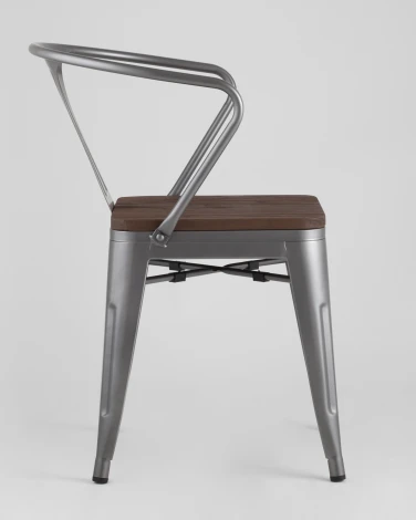Стул Stool Group TOLIX ARM WOOD с подлокотниками серебристый УТ000001861