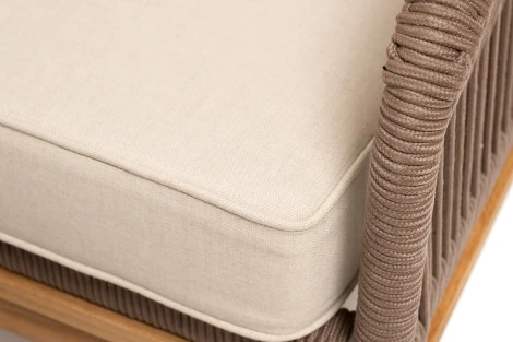 "Канны" лаунж-зона 4-местная из роупа со столом "Гранада" (серый гранит), основание дуб, роуп коричневый, ткань бежевая 4SIS арт.УТ-00004762