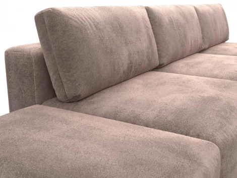 Диван прямой модульный с пуфом Лига-060 НПБ Лонг (ЛДСП,Брус,Фанера/Пластик/Велюр/Бежевый) Лига Диванов 129475