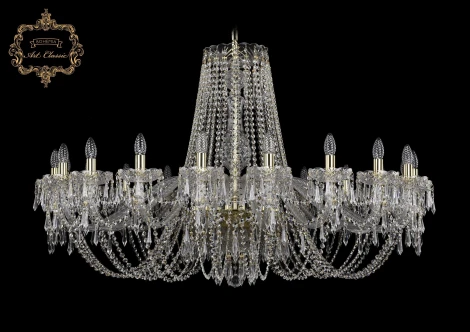 Подвесная большая люстра Art Classic 11.23 11.23.20.460.Gd.Dr (220V, хрусталь, на цепи, подсвечник, свеча)