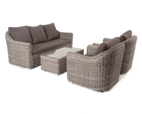 Лаунж-зона из искусственного ротанга, цвет серый 4SIS Фабриция FS3C2T-4-SET gray