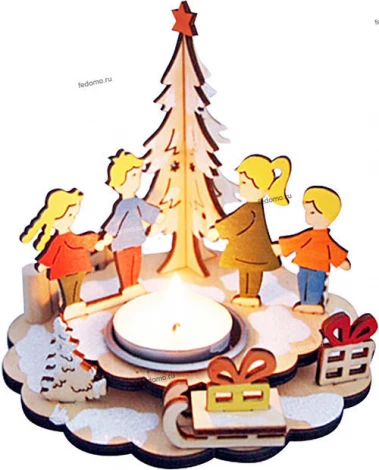 Новогодний подсвечник из дерева Snowlight