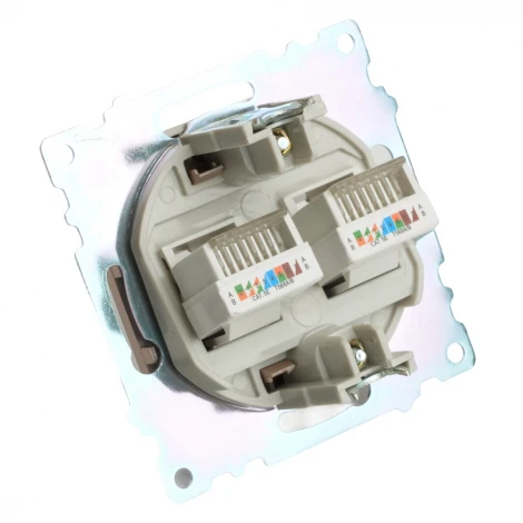 Розетка Ethernet RJ-45 двойная (шампань) Stekker Катрин 50004