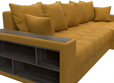 Диван угловой с декором и полкой Лига-050 НПБ Лига Диванов (Велюр) арт.128597