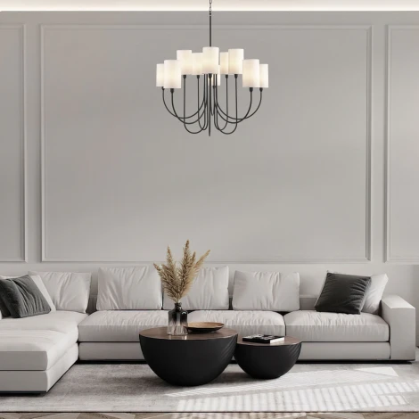 Подвесная люстра Wi-Fi Eurosvet Abbey 60164/10 черный (220V, управление смартфоном, голосовое управление, умный дом - Minimir Home, Алиса, Маруся, Салют, на цепи)