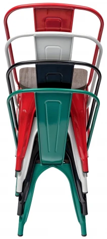 Cтул Tolix с деревянным сиденьем черный с золотой патиной