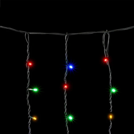 Гирлянда Бахрома 3,2 x 0,9 м Разноцветная 220В, 168 LED, Провод Черный Каучук, IP65