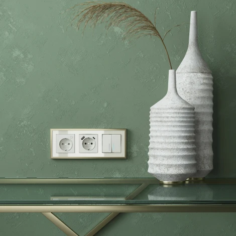 Рамка на 3 поста Baguette (айвори/латунь) Werkel W0032851 (a060236)