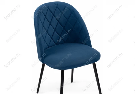 Стул Woodville на металлокаркасе Зест микровелюр темно-синий / черный глянец 464193