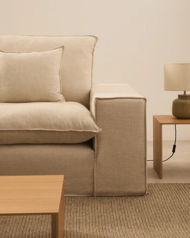 Anarela бежевый льняной диван 2-местный со съемным чехлом и подушками 240 см La Forma (ex Julia Grup) 409779