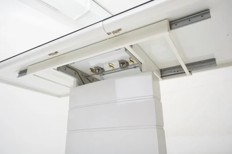 Стеклянный стол M-City ALTA 120 GREY-WHITE MARBLE/ WHITE глазурованное стекло