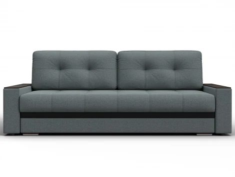 Диван прямой с декором Лига-096 НПБ (ДВП,ДСП,ЛДСП,Брус,Фанера/Пластик/Рогожка,Экокожа/Серый,Черный) Лига Диванов 132569