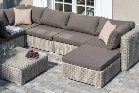 "Лунго" трансформирующаяся лаунж-зона из искусственного ротанга, цвет бежевый 4SIS арт.УТ-00002025