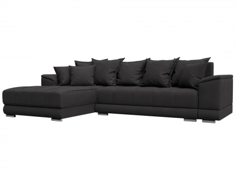 Диван угловой НордСтар левый угол (ДСП,Брус/Пластик/Замша/Коричневый) Лига Диванов 128211L