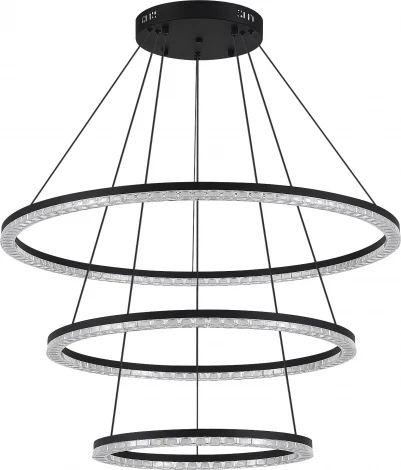 Подвесной светильник ярусный ST Luce SL1018 SL1018.403.03 черный/прозрачный LED 3*130W 4000K (220V, на тросе, кольцо)