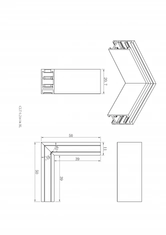 Соединитель для магнитного накладного шинопровода угловой Crystal Lux UX5 CLT 0.216 04 BL