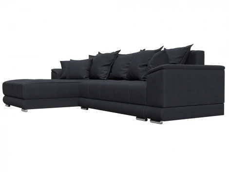 Диван угловой НордСтар левый угол (ДСП,Брус/Пластик/Замша/Темно-серый) Лига Диванов 128209L