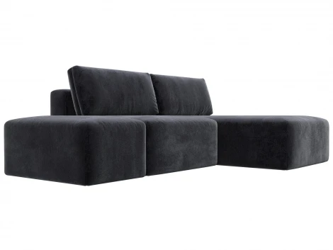 Диван угловой модульный с пуфом Лига-060 НПБ угол универсальный (ЛДСП,Брус,Фанера/Пластик/Велюр/Темно-серый) Лига Диванов 129683