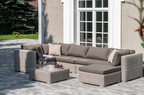 "Лунго" трансформирующаяся лаунж-зона из искусственного ротанга, цвет бежевый 4SIS арт.УТ-00002025