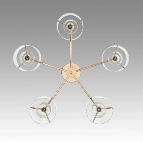 Потолочная люстра на штанге Lumion Verdi 6587/5C золото/прозрачный, металл/стекло E14 5*40W 220V (круглые)