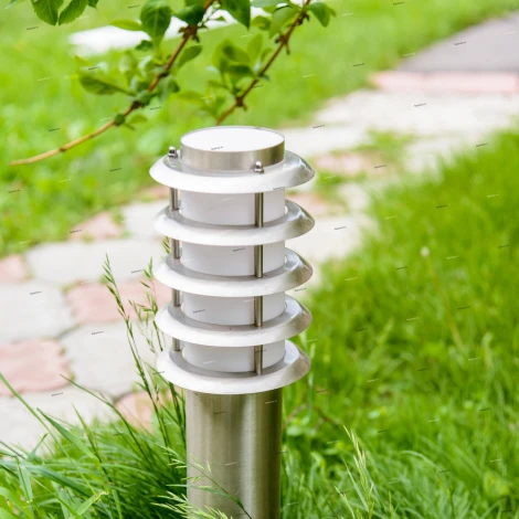 Столб уличный Horoz Ladin, 1 плафон, никель с белым