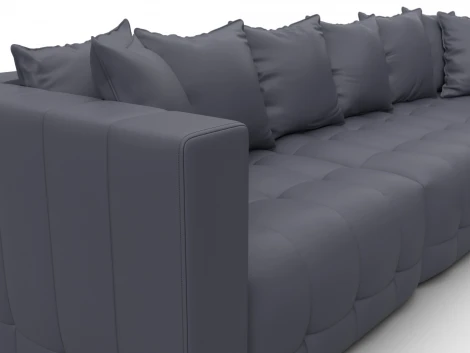 Диван угловой Лига-052 НПБ Лонг угол универсальный (ЛДСП,Брус,Фанера/Пластик/Экокожа/Серый) Лига Диванов 129917