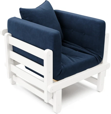 Кресло Arsko Сламбер белая эмаль синий велюр