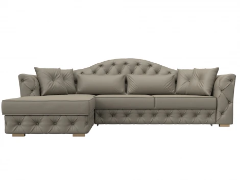 Диван угловой Артис левый угол (Брус,Рейка/Пластик/Экокожа/Бежевый) Лига Диванов 128029L