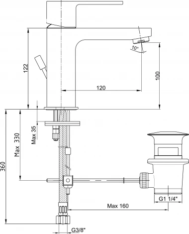 Смеситель E.C.A. Nita 102188047EX для раковины