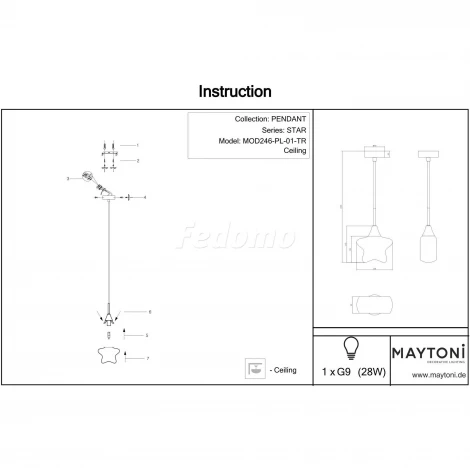 Подвесной светильник Maytoni Star MOD246-PL-01-TR