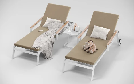 Шезлонг Gardenini Sogno S (Алюминий,Ткань/Белый,Бежевый) SSGNS.020200.N3