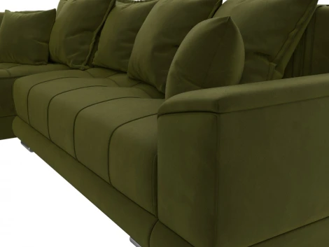 Диван угловой НордСтар левый угол (Зеленый/Микровельвет) Лига Диванов арт.121114L