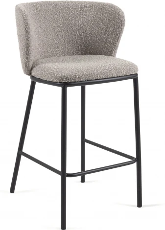 Полубарный стул Ciselia из серой ткани букле и черного металла 65 см La Forma (ex Julia Grup) арт.160256