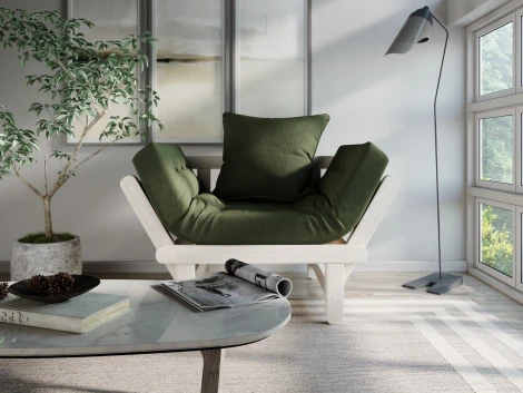 Кресло Arsko Сламбер беленый дуб зеленый велюр